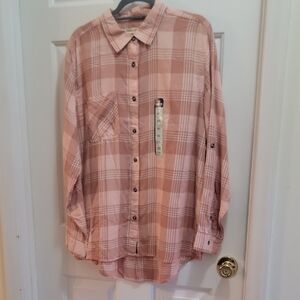 Magellan Outdoors Pink Plaid Casual Shirt Womens XXL